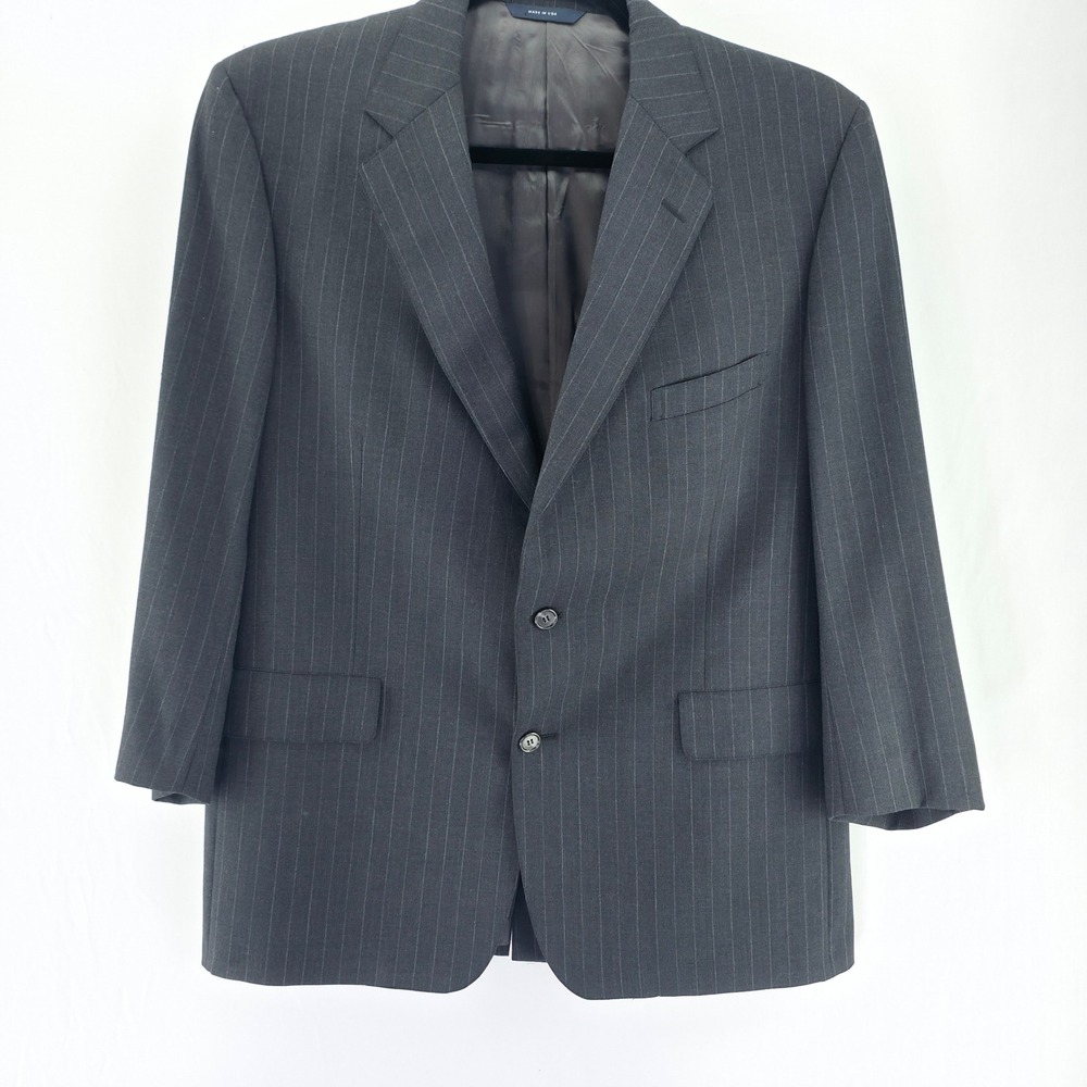 Brooks Brothers Blazer Men 44 Reg Charcoal Gray Pinstripe Wool BrooksEase Jacket